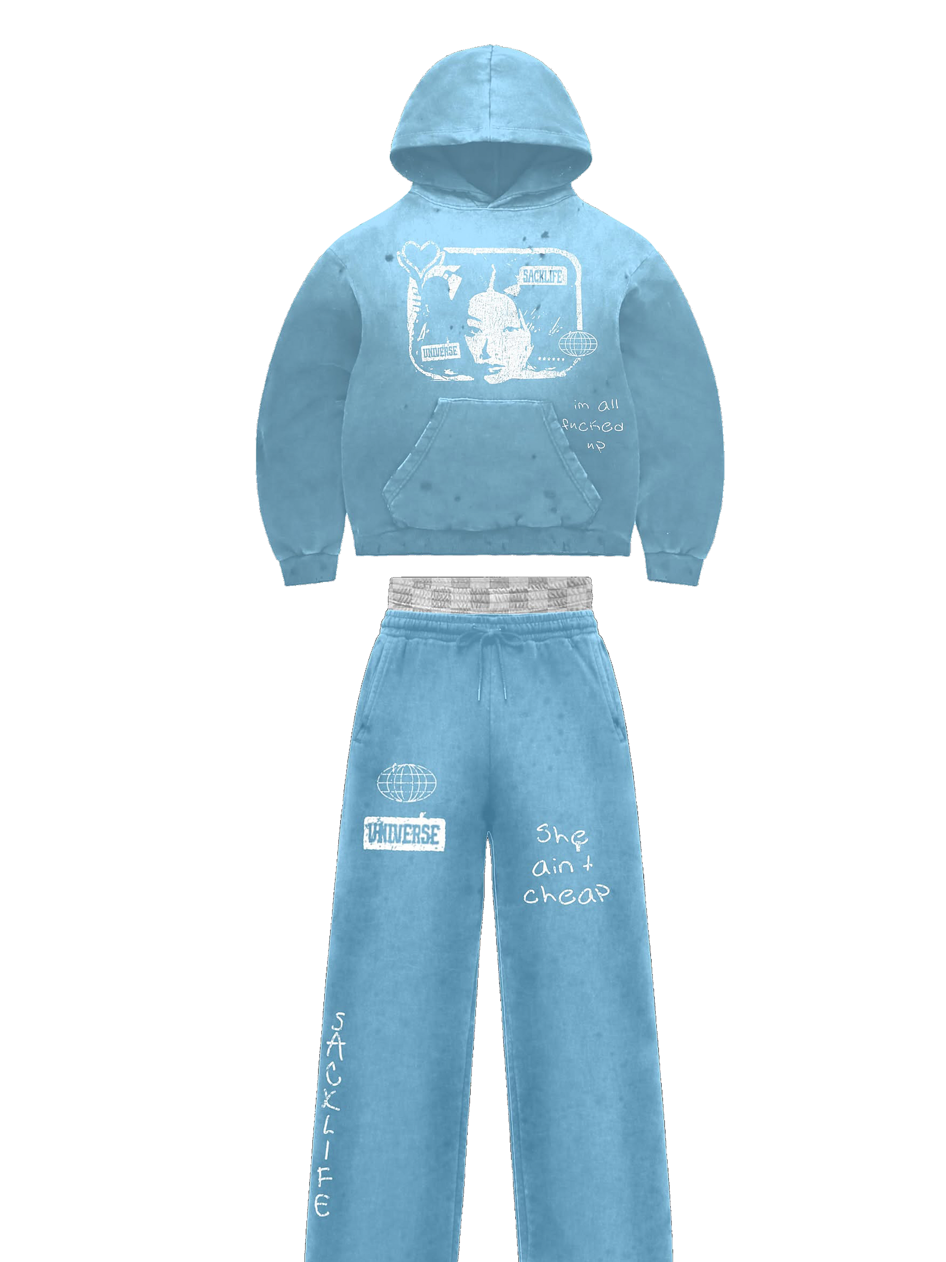 Saggy Baby Blue Sweat Suit             (Set)